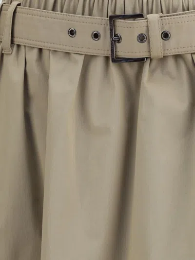 Brunello Cucinelli Belted Midi Skirt In Neutral