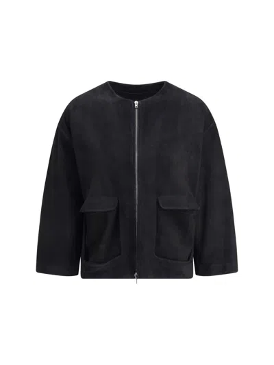 Salvatore Santoro Suede Leather Jacket In Black