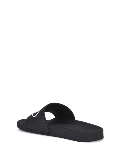 Balenciaga X Scholl Logo Pool Slides In Black