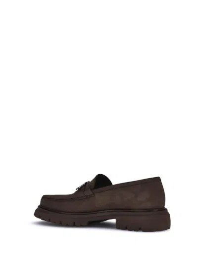 Ferragamo Tank Sole Suede Loafers In Brown