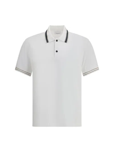 Ferragamo Striped Collar Cotton Polo Shirt