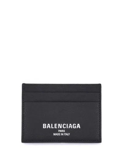 Balenciaga Leather Card Holder In Black