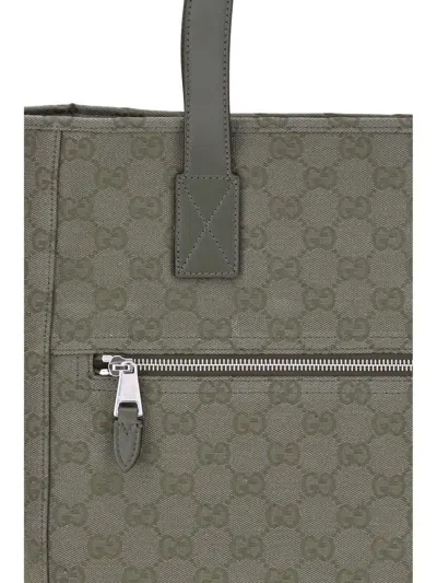 Gucci Gg Canvas Medium Tote Bag In Green