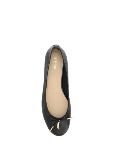 Chloé Bow Detail Round Toe Flat Sole Ballerina Shoes