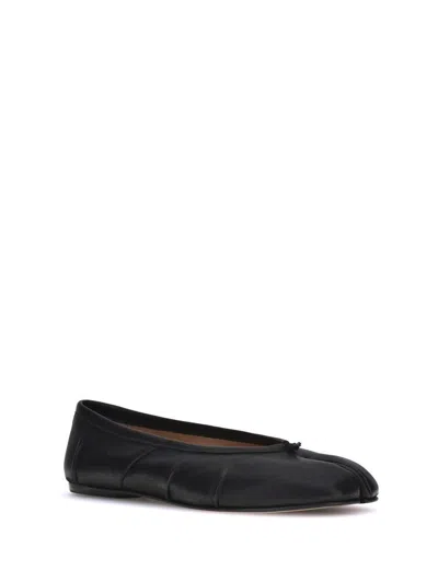 Maison Margiela Black Leather Tabi Ballerinas With Signature Detailing