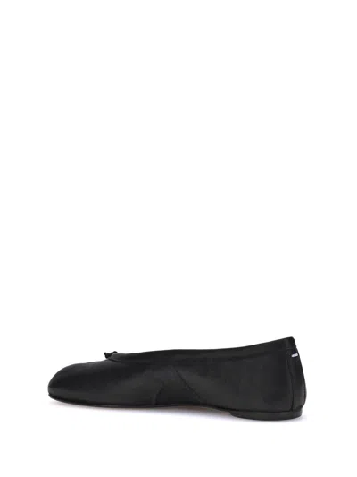 Maison Margiela Black Leather Tabi Ballerinas With Signature Detailing