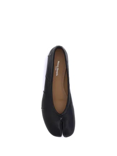 Maison Margiela Black Leather Tabi Ballerinas With Signature Detailing