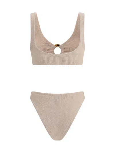 Hunza G Julia Bikini Off-the-shoulder Cut-out Detail In Neutral
