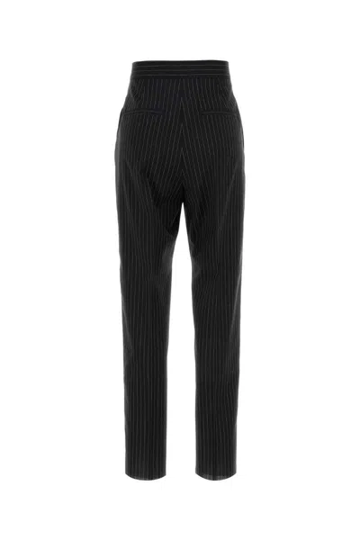 Max Mara Tailored Pinstripe Trousers With High Waist And Pleated Front In Black