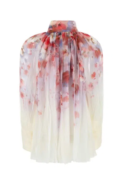 Zimmermann Crush Pleated Floral-print Crepon Blouse In Multi