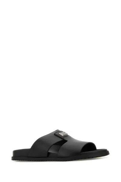 Dolce & Gabbana Black Slip On Sandals In Black