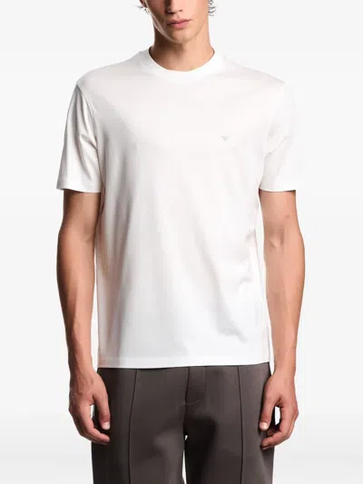 Emporio Armani Asv Domed Logo Pima-jersey T-shirt In White