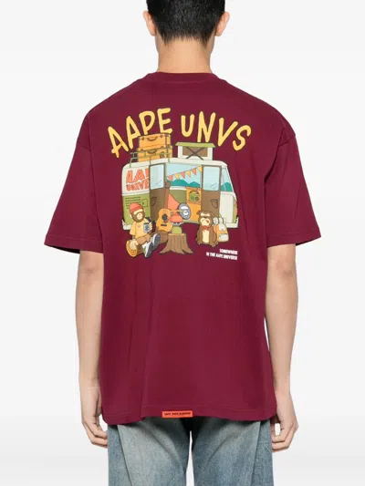 Aape By A Bathing Ape Aaper T-shirt In Burgundy