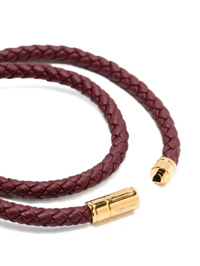 Tom Ford Röhrenförmiges Lederarmband In Brown