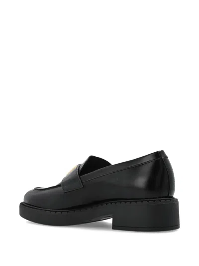 Furla Platform Leather Loafers In Black