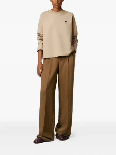 Ami Alexandre Mattiussi Heart-embroidered Cotton Sweatshirt