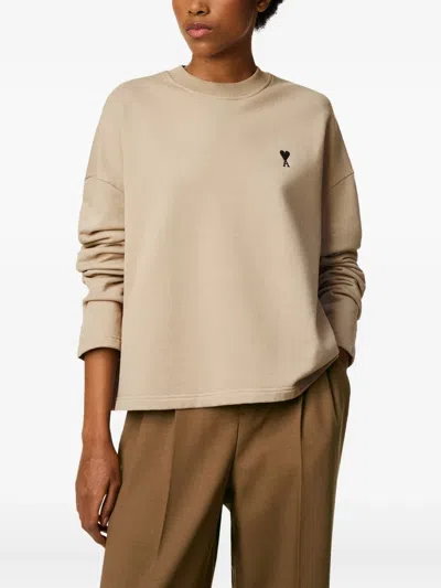 Ami Alexandre Mattiussi Heart-embroidered Cotton Sweatshirt