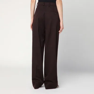 Stella Mccartney Straight Leg Trousers In Plum Wool In Black