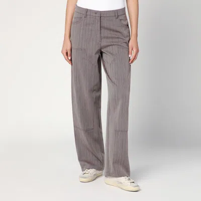 Golden Goose Light Brown Pants In Chevron Wool Blend