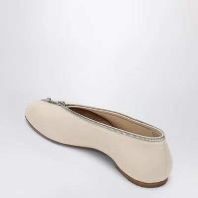 Burberry Sadler Ballerina With Light Beige Leather Zip Women In Gold