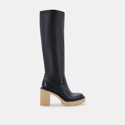 Dolce Vita Corry H2o Wide Boots Black Leather In Black