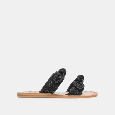 Dolce Vita Dinah Wide Sandals Onyx Raffia In Black
