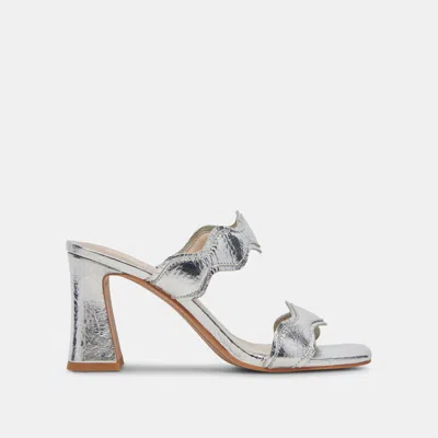 Dolce Vita Ilva Wide Heels Silver Distressed Leather In Silver