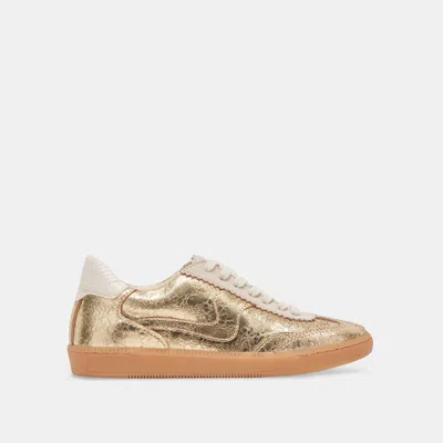 Dolce Vita Notice Sneakers Gold Distressed Leather In Gold