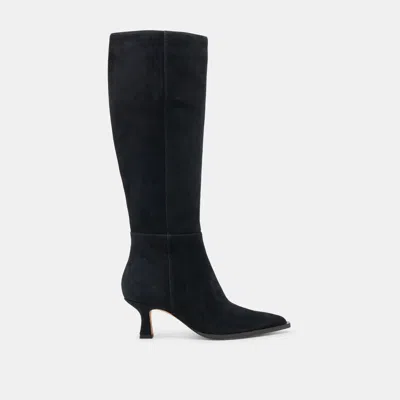 Dolce Vita Auggie Wide Calf Boots Onyx Suede