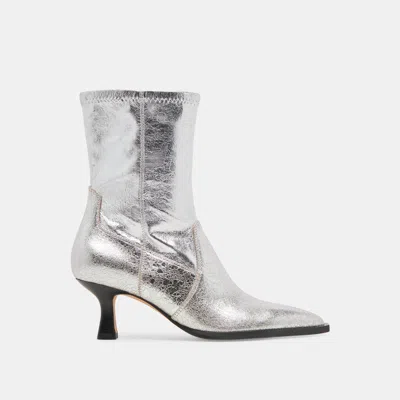 Dolce Vita Arya Wide Calf Boots Silver Distressed Leather