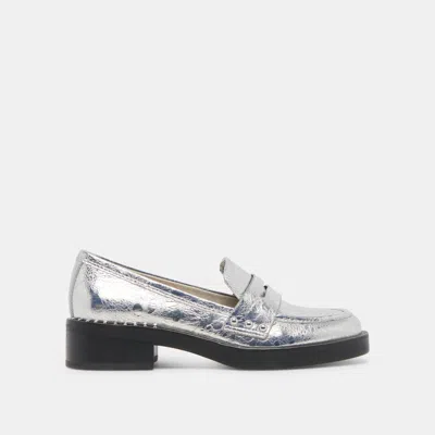 Dolce Vita Aliane Loafers Silver Distressed Leather In Silver