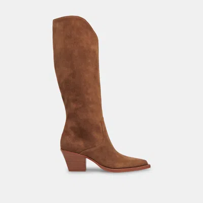 Dolce Vita Raj Extra Wide Calf Boots Brown Suede
