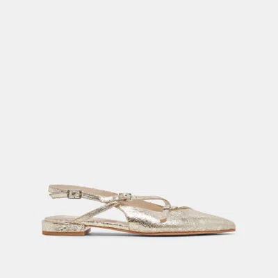 Dolce Vita Pamla Wide Flats Platinum Distressed Leather In Metallic