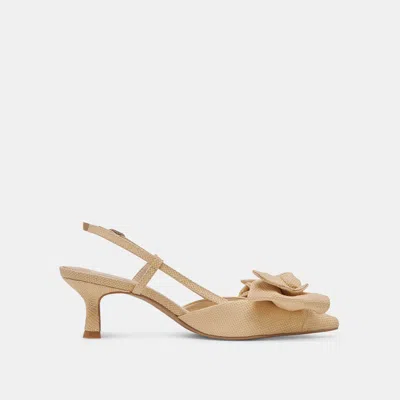 Dolce Vita Odela Bow Heels Natural Woven Raffia