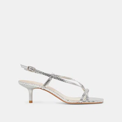 Dolce Vita Laury Heels Silver Embossed Leather In Multi