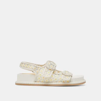 Dolce Vita Stuart Floral Sandals White Yellow Floral Mesh