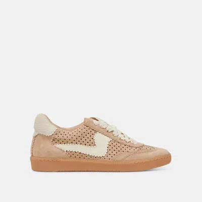 Dolce Vita Notice Eyelet Perf Sneakers Camel Suede In Brown