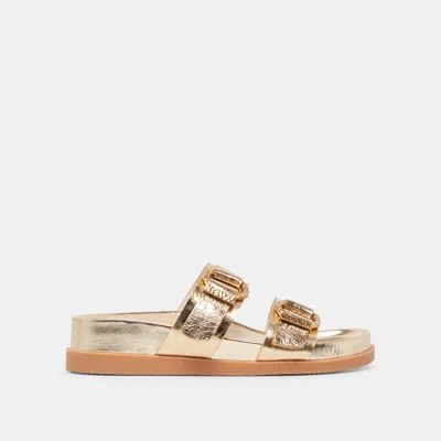 Dolce Vita Soya Sandals Gold Distressed Leather