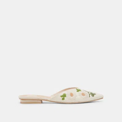 Dolce Vita Elm Flats White Floral Raffia In Neutral