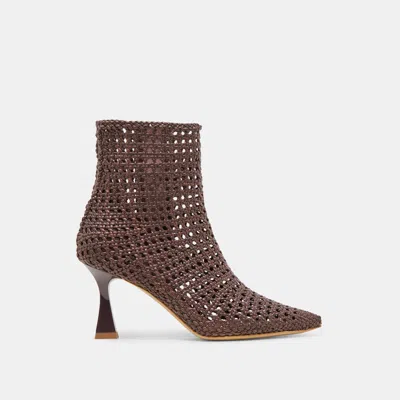 Dolce Vita Lonni Booties Dk Brown Woven Leather In Brown