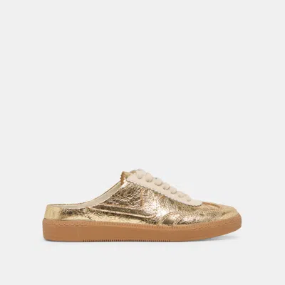 Dolce Vita Notice Slide Sneakers Gold Distressed Leather