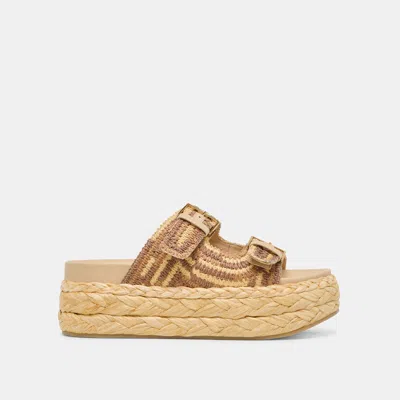 Dolce Vita Falyn Sandals Brown Natural Woven Raffia