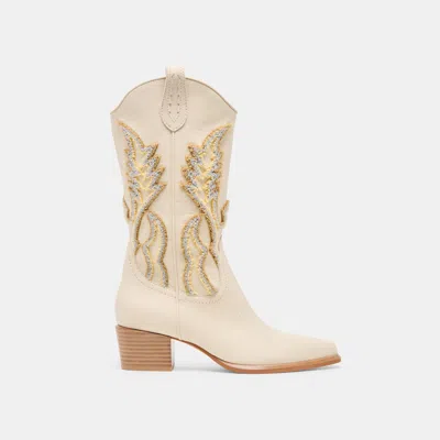 Dolce Vita Vila Boots Ivory Leather In White