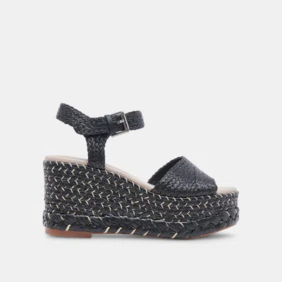 Recurate Tiago Wedges Black Raffia - Re:vita