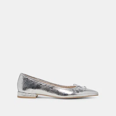Recurate Palani Ballet Flats Silver Distressed Leather - Re:vita