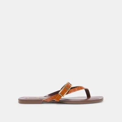 Dolce Vita Piers Sandals Cognac Croco Embossed Leather