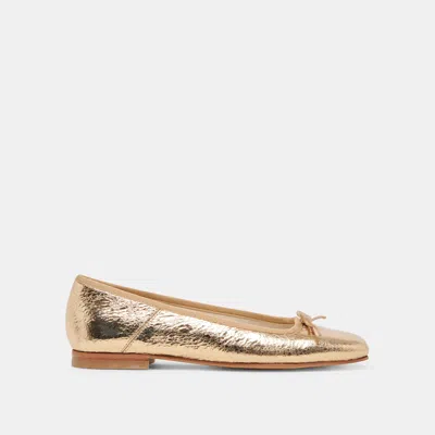 Trove Anisa Ballet Flats Gold Distressed Leather - Re:vita