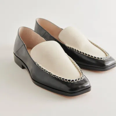 Trove Beny Wide Flats White Black Crinkle Patent - Re:vita