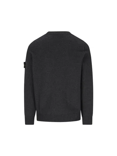 Stone Island Logo Cotton Crewneck Sweatshirt In Black