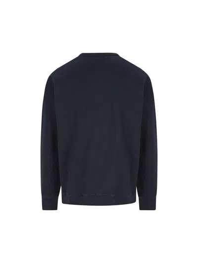 Stone Island Logo Cotton Crewneck Sweatshirt In Black